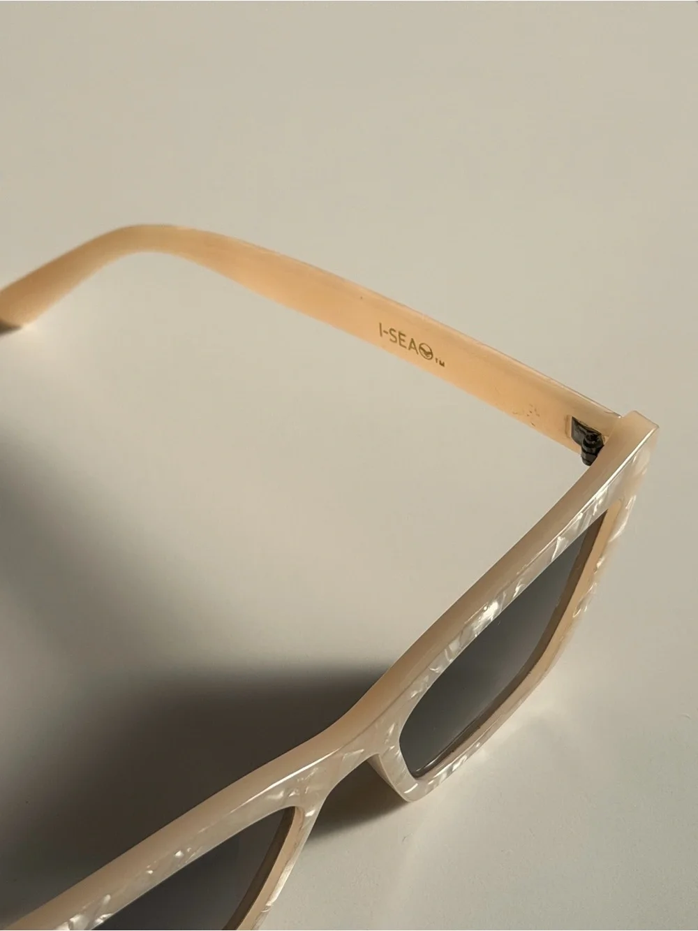 I SEA Pearlized Off-White Cat-Eye Sunglasses